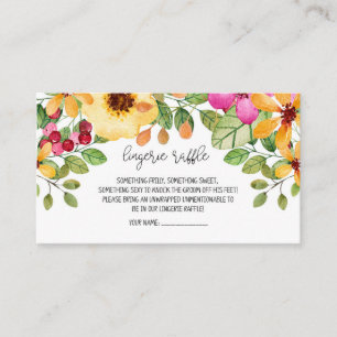 Carte florale de tombola de lingerie d'aquarelle