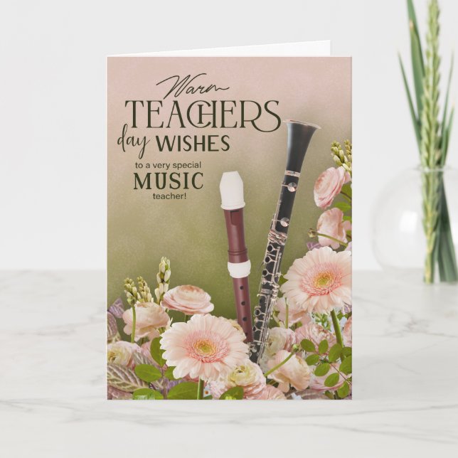 Carte florale élégante pour la fête des professeur (Devant)
