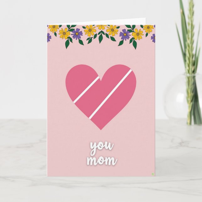 Carte florale en forme de cœur pour maman (Devant)