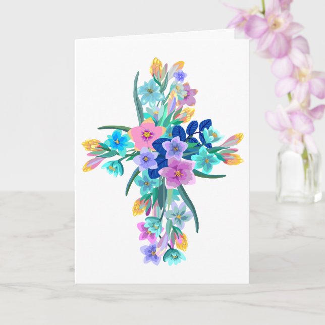 Carte florale en forme de croix (Orchidée)