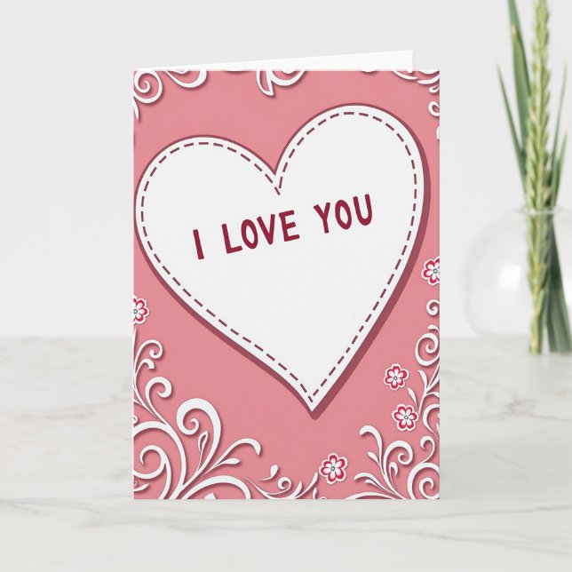 Carte florale Je t'aime cœur (Devant)