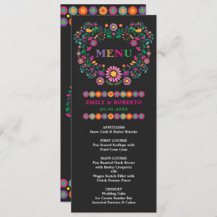 Carte florale mexicaine de menu de fiesta de