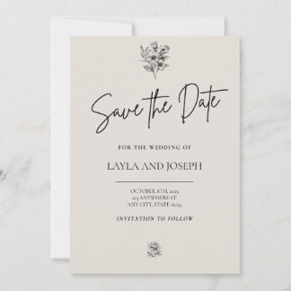 Carte florale minimaliste pour Sauvegarder la Date