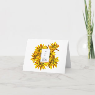 Carte florale Monogramme Nota blanche Gazania Flow