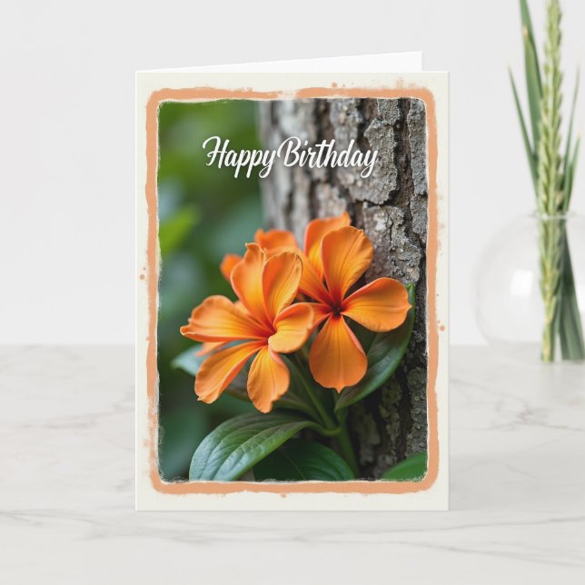 Carte florale orange joyeuse (Devant)
