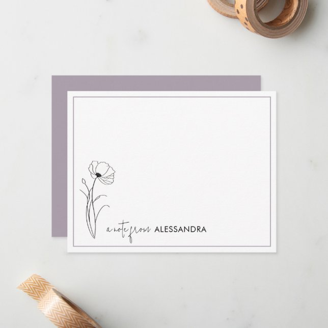 Carte florale personnalisée à main (Devant/Arrière en situation)