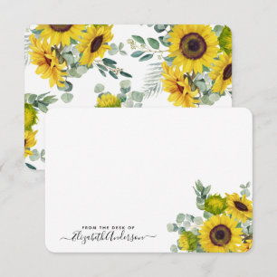 Carte florale personnalisée Sunflower Watercolor