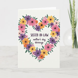 Carte Florale pour Belle-Sœur en Forme de Cœur