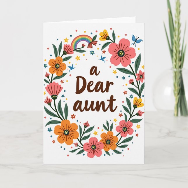 Carte florale pour la fête de la tante (Devant)