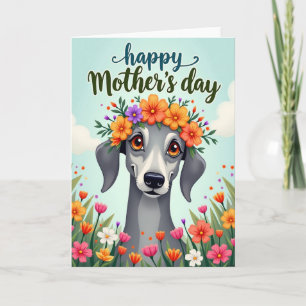 Carte florale pour la fête des mères avec chien he
