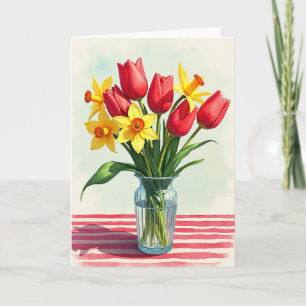 Carte florale rayée de printemps