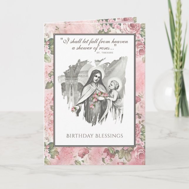 Carte florale religieuse de la sœur catholique Ste (Devant)