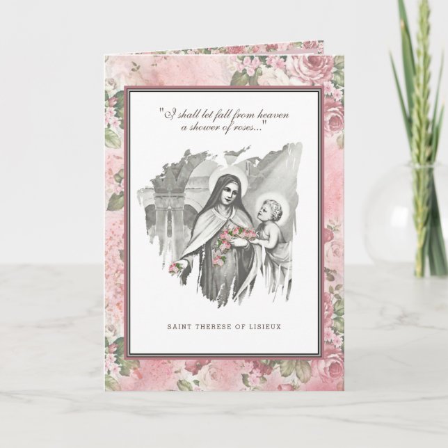 Carte florale religieuse St. Therese (Devant)