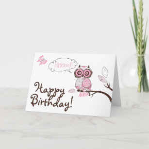 Carte Florale Rose De Joyeux Anniversaire De Hibou Zazzle Fr