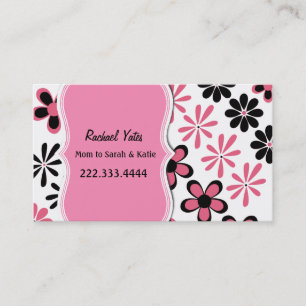 Carte florale rose et noire élégante de maman