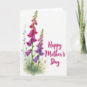 Carte florale rose et violette