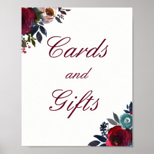 Carte Florale Rouge Bourgogne Et Cadeaux Poster Ma