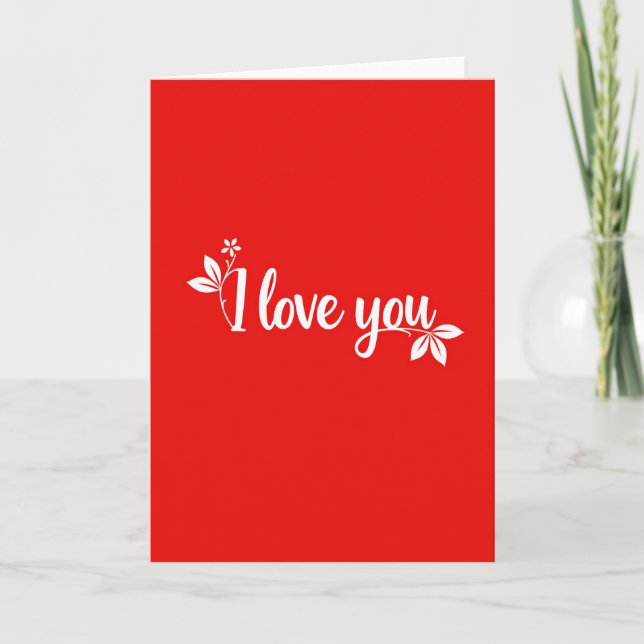 Carte florale script 'Je t'aime' (Devant)