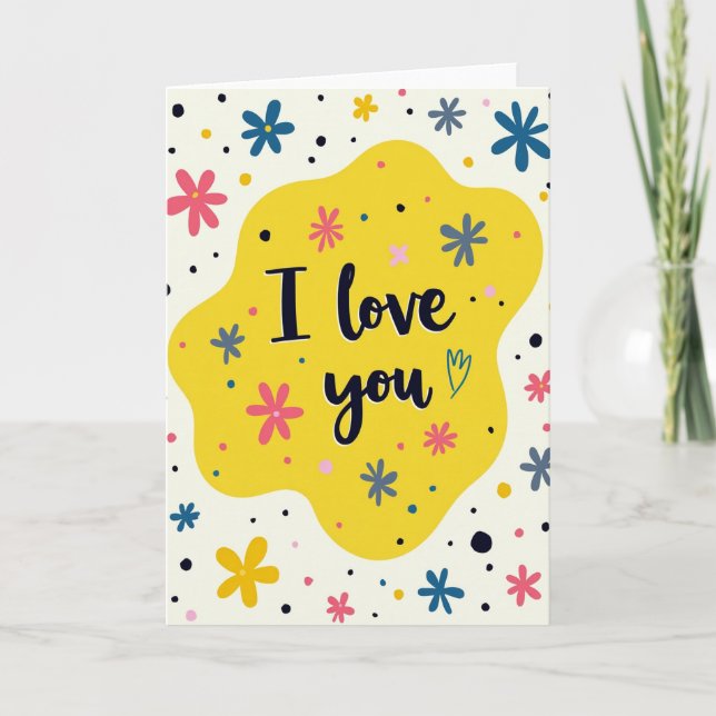 Carte florale Simple je t'aime (Devant)