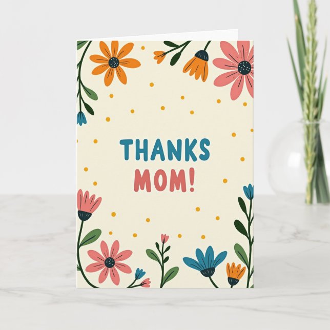 Carte florale Teal Thanks Mom (Devant)