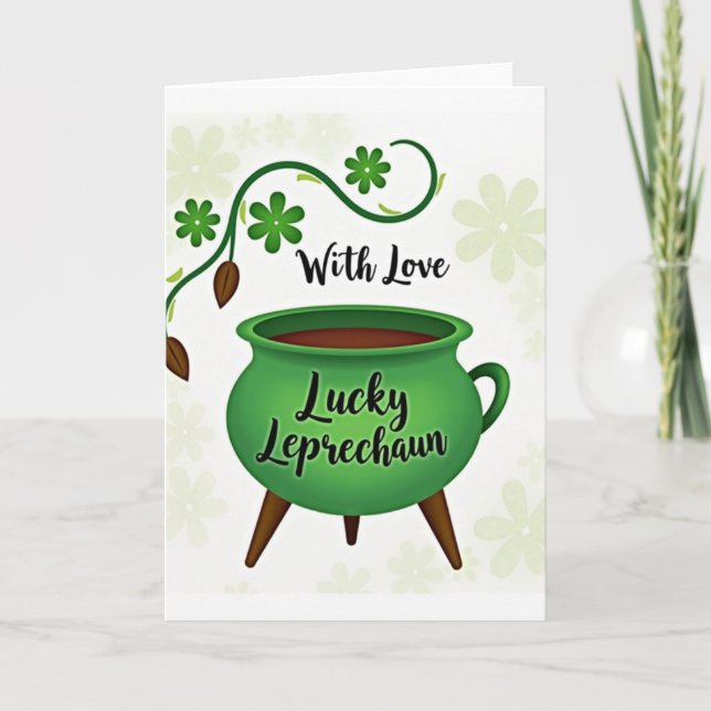 Carte florale verte avec amour (Devant)