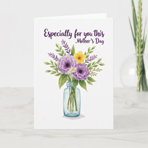 Carte florale violette et jaune
