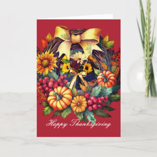 Carte Flore Automne, Carte Thanksgiving pliée 5" x