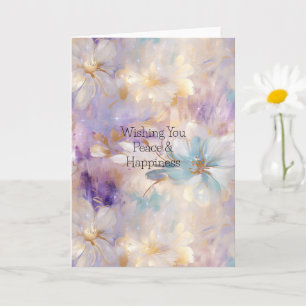 Carte Flore bleu violet d'or blanc