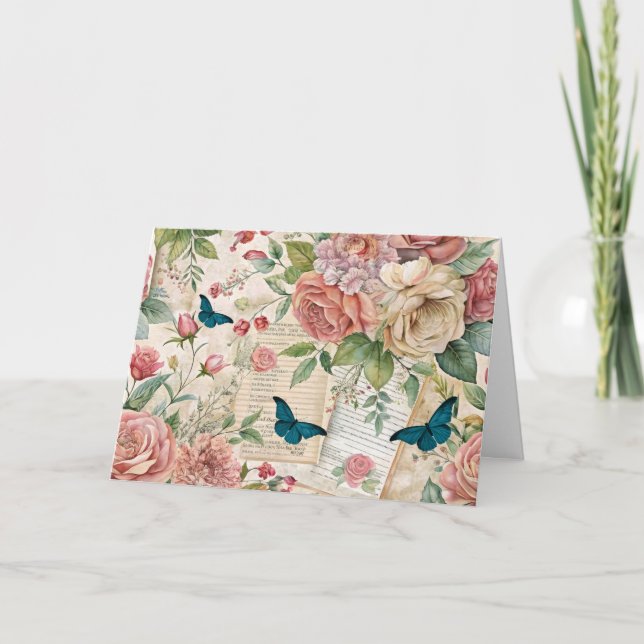 Carte Flore et papillons inspirés Ephemera (Devant)