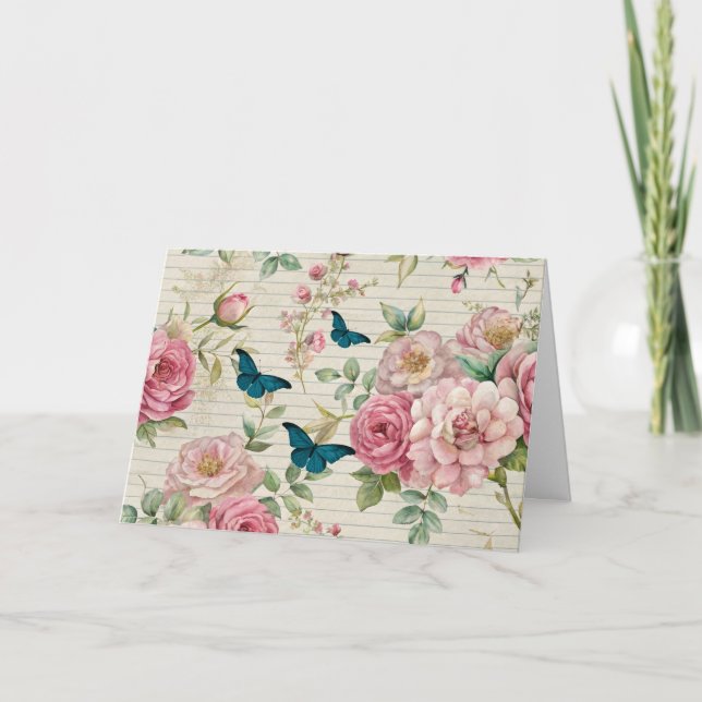 Carte Flore et papillons inspirés Ephemera (Devant)