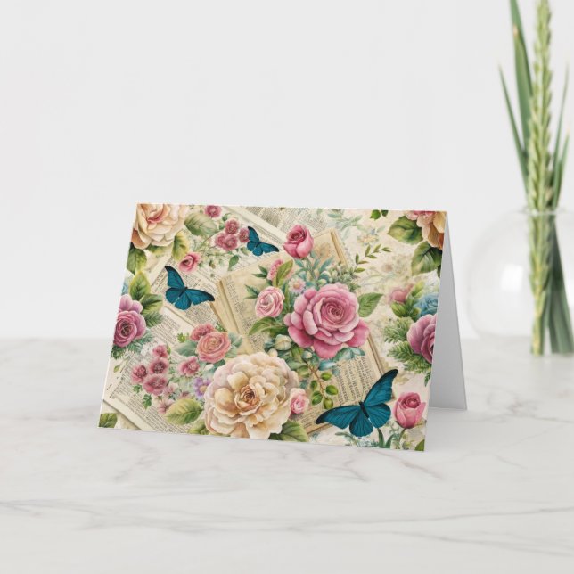 Carte Flore et papillons inspirés Ephemera (Devant)