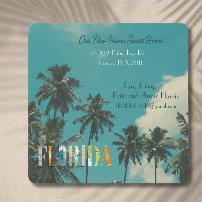 Carte Floride Nouveau domicile Changement d'adresse Cart (Moving to Florida? Send your friends and family a beautiful personalized announcement!)