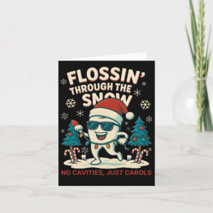 Carte Flossin À Travers La Neige Dentiste De Noël Drôle