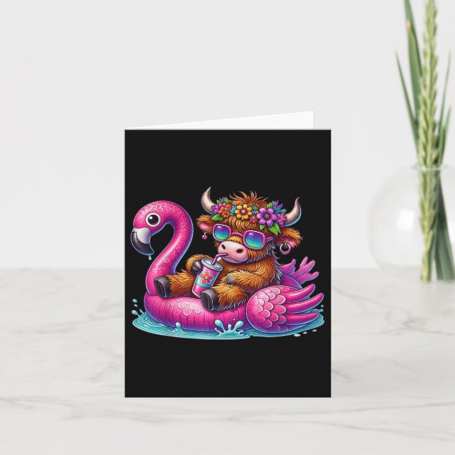 Carte Flottement de la piscine de Flamant rose de vache  (Devant)
