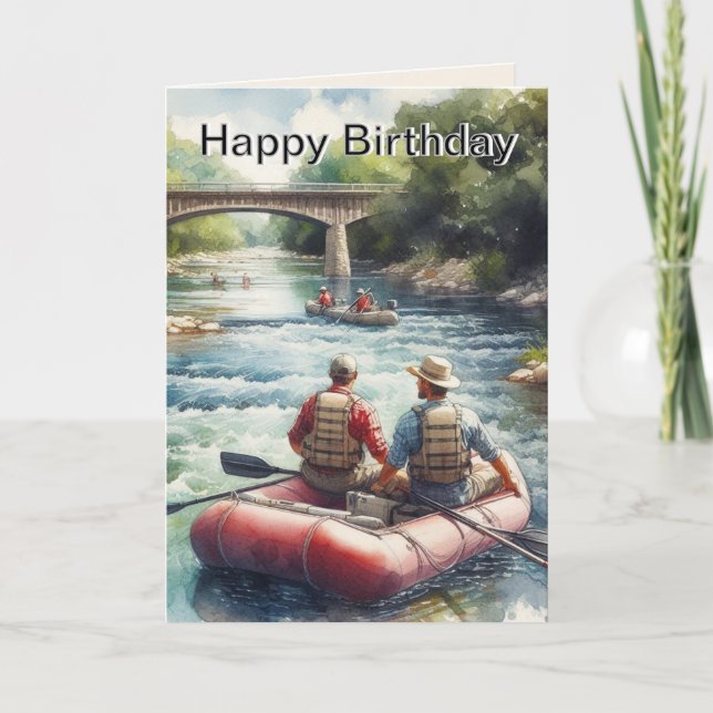 Carte Flotter de mâle sur la rivière Joyeux anniversaire (Devant)
