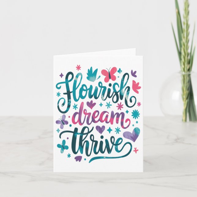 Carte Flourish Dream Thrive Motivational  (Devant)