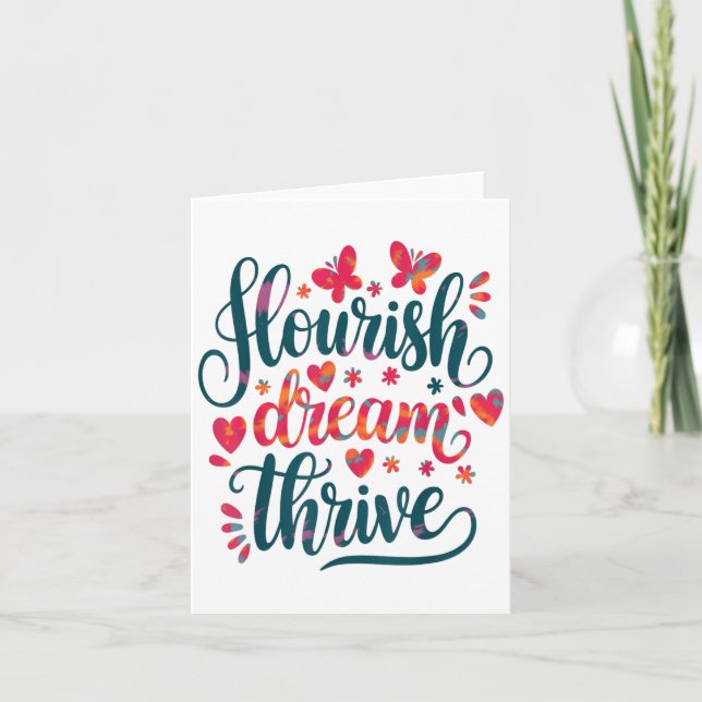 Carte Flourish Dream Thrive Motivational  (Devant)