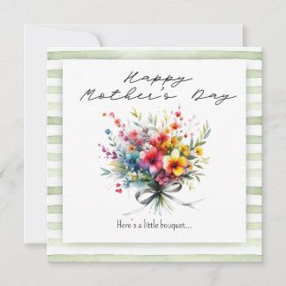 Carte Flower Bouquet Happy Mother's Day green background