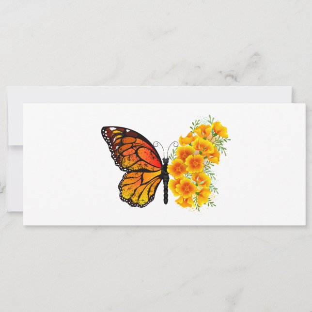 Carte Flower Butterfly with Yellow California Poppy (Devant)