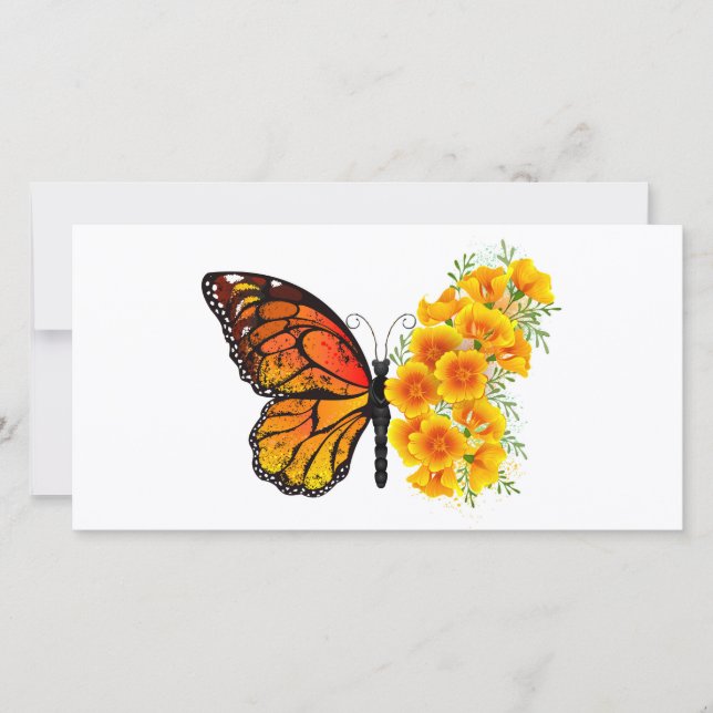 Carte Flower Butterfly with Yellow California Poppy (Devant)