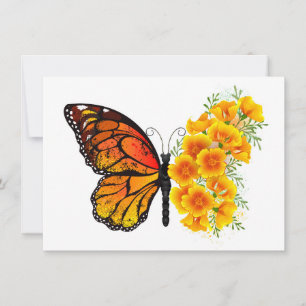 Carte Flower Butterfly with Yellow California Poppy