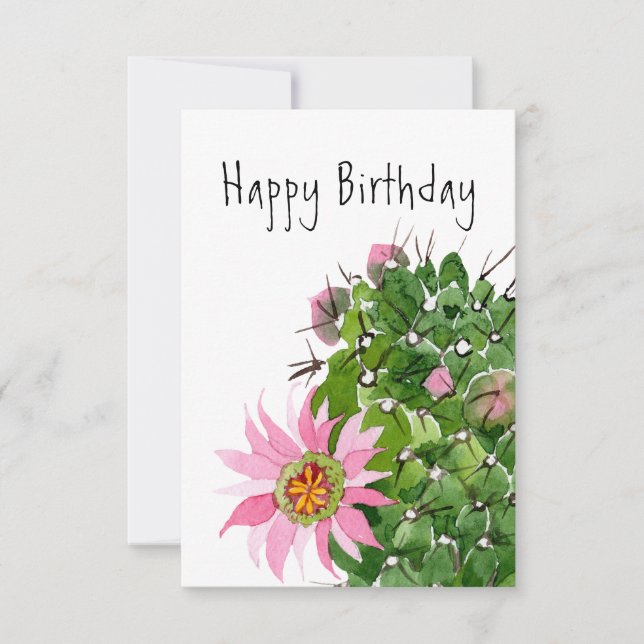 Carte Flower Cactus Anniversaire (Devant)