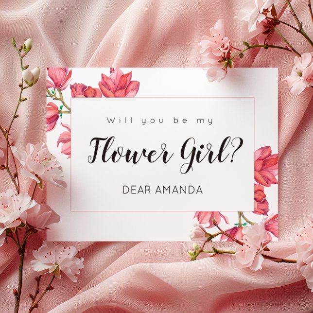 Carte Flower Girl rose blanc Floral Magnolia (Créateur téléchargé)