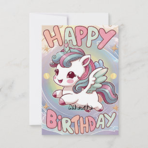 Carte Fluffy Happy Unicorn Anniversaire
