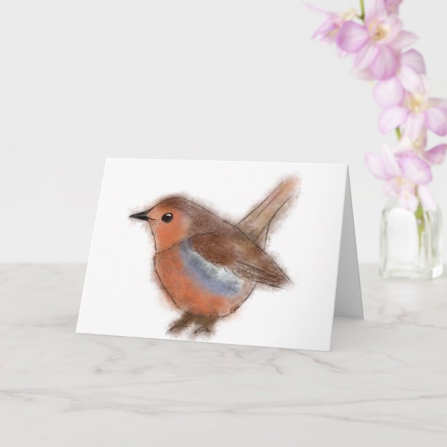 Carte Fluffy Robin  (Orchidée)