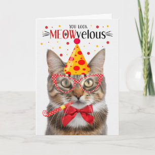 Carte Fluffy Tabby Cat MEOWvelous Anniversaire