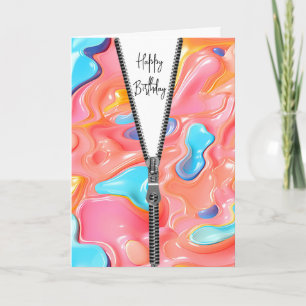 Carte Fluid Abstract Design avec Zipper pour Anniversair