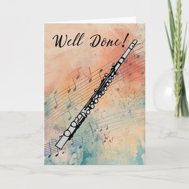Carte Flute Music Performance Félicitations Aquarelle (Devant)
