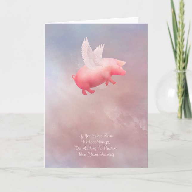 Carte Flying Pig Grow Your Wings (Devant)