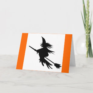 Carte Flying Witch Shadow   Classique d'Halloween vintag